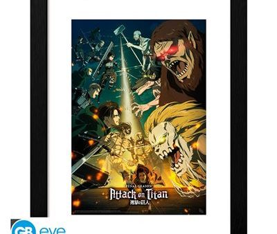 Impressão Emoldurada Attack On Titan - 3 For Discount