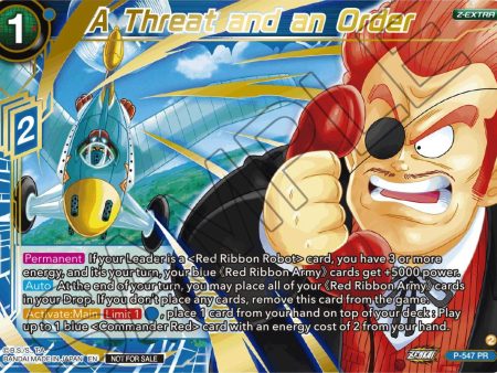 A Threat and an Order (Championship Z Extra Card Pack 2023) (Gold-Stamped) (P-547) [Tournament Promotion Cards] Online Hot Sale